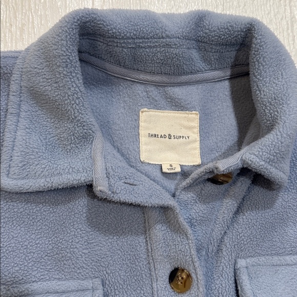 Thread & Supply Soft Fleece Auria Jacket In Blue Blizzard Size Small - Picture 4 of 9